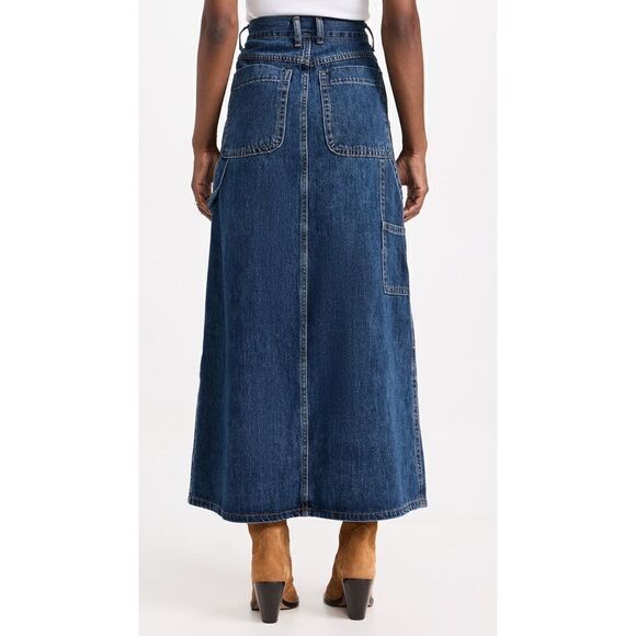 MOON RIVER Women's Front Slit Straight Line Denim Midi Skirt size S NWOT - Picture 3 of 7